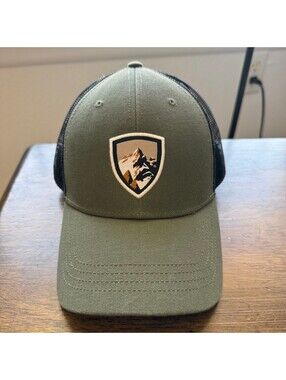 KÜHL Trucker Snapback Hat Olive Green Black Mesh Mountain Logo Cap